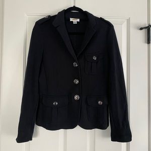 Talbots Knit Cotton Blazer Jacket in Navy Blue